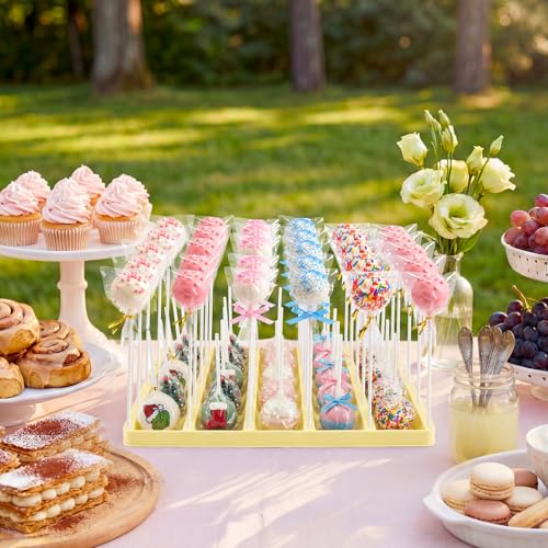 VIVIRBIEN Yellow Cake Pop Stand, 30 Holes Lollipop Display Holder Kit - color: yellow