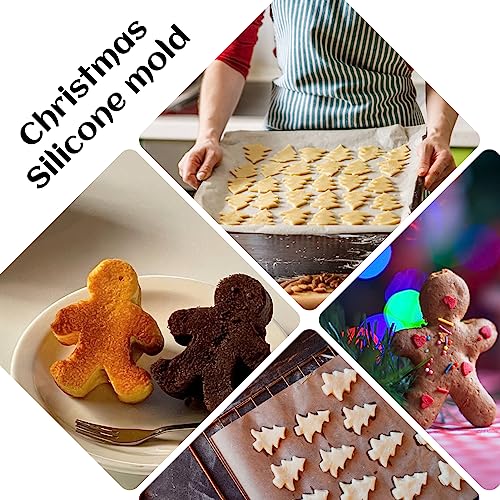 2 PCS Christmas Silicone Molds, 70 Cavity Xmas Tree & 76 Cavity Gingerbread Man Mini Silicone Molds for Baking Biscuits, Gummy,Candy,Chocolate,Jelly,Pet Dog Treats Mold - style: Mini Christmas Tree+Gingerbread Man