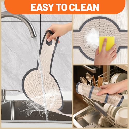 HOTEC 2 Pcs Silicone Bread Sling for Dutch Oven, 0.7MM Thickened Heat Resistant to 500°F Non-Stick Baking Mat with Long Handle Easy to Transfer Sourdough Bread, Dutch Oven Liners Baking Supplies - color: 2pcs: Grey Round