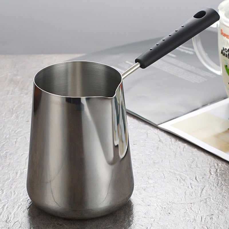 Milk Butter Warmer Pot, 30oz/900ml Turkish Coffee Pot, Stovetop Chocolate Melting Pan, Cezve Ibrik Briki Greek Arabic Coffee Maker for Maple Syrup, Sauce Heating, 18/8 Stainless Steel - size: 900 ml