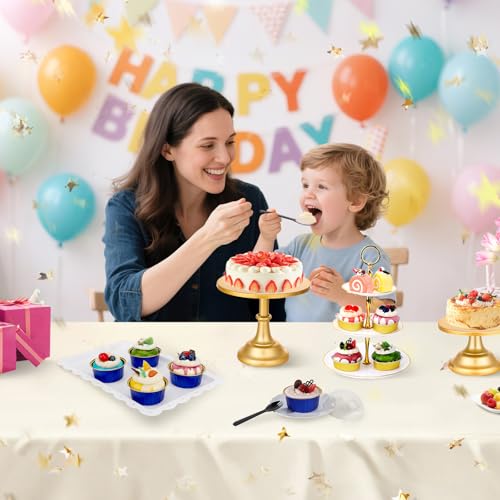 EUSOAR Mini Cake Pans with Lids and Sporks Individually Wrapped, 120pcs 5oz Creme Brulee Ramekins Disposable Cupcake Liners, Foil Ramekins Muffin Dessert Baking Cups for Wedding Picnic Gathering - color: Royal Blue/Gold