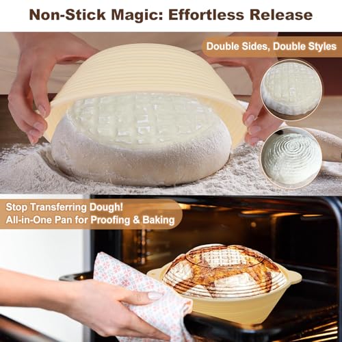 3Pcs Silicone banneton basket(Green),sourdough starter kit,silicone proofing baskets for sourdough bread baking.Folds Storage,Non-stick,Dishwasher Safe - color: Green
