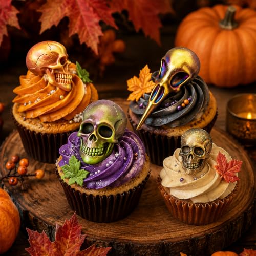 Infovox Halloween Skull and Bone Silicone Fondant Molds, Set of 4