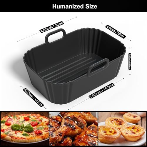 Silicone Air Fryer Liners 2 Pack for Ninja 8-10 QT Dual Air Fryers - color: Black, size: 8-10QT