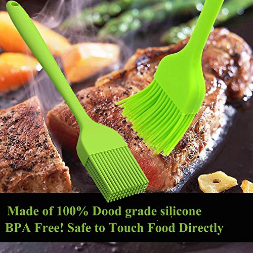 Basting Brush + Large Spatula Silicone Pastry Baking BBQ Sauce Marinade Meat Glazing Oil Brush Heat Resistant, Kitchen Cooking Baste Pastries Cakes Desserts 4 Pack (Brush + Spatula)
