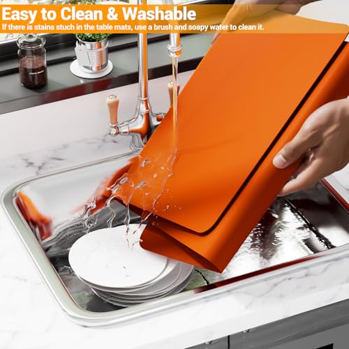 Silicone Protector Mat 47x24 Inch,Orange - color: Orange