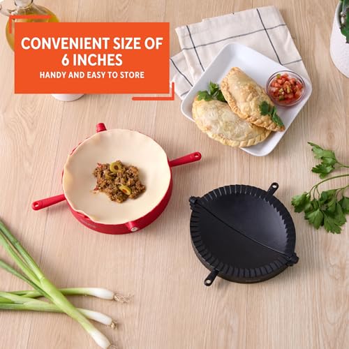 IMUSA 2 Piece Jumbo & XL Empanada Press Set, Black & Red