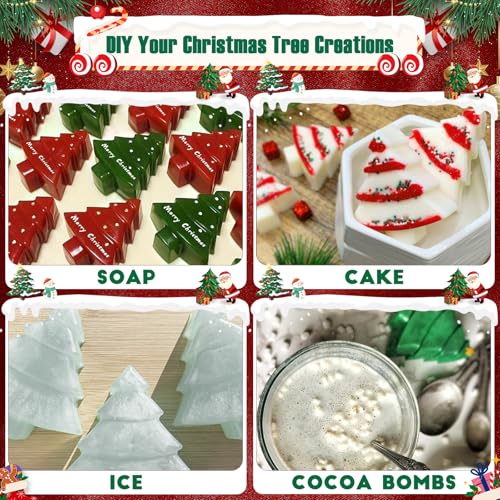Christmas Tree Silicone Molds 2PCS for Soap Chocolate Candy Cake Cocoa Bomb Bath Bomb Ice Candle Food, 3D Xmas Themed Treat Baking & Freezing Tray BPA Free Food Grade Holiday Moulds - style: Xmas Tree 2PCS