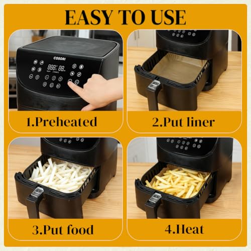 BYKITCHEN Small Air Fryer Disposable Paper Liners for 2 to 5QT Airfryer - size: 8inch (2 to 5 QT)-100pcs-square