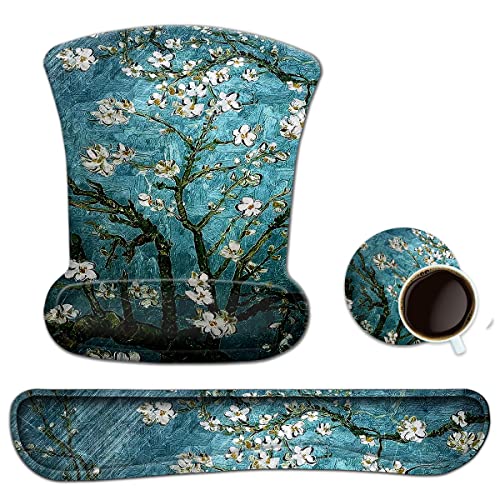 ToLuLu Keyboard Wrist Rest Pad Ergonomic Mouse Pad Set, Gel Mousepad for PC - color: Van Gogh Painting