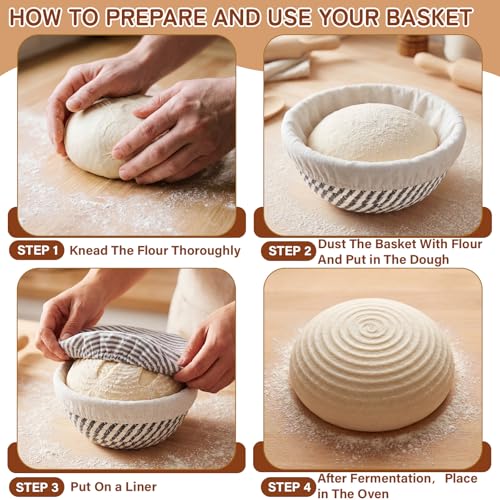 6 Set Mini Banneton Basket for Sourdough Bread Proofing, Blue Gray - color: Blue Gray, size: 5.5 x 2.36 Inches