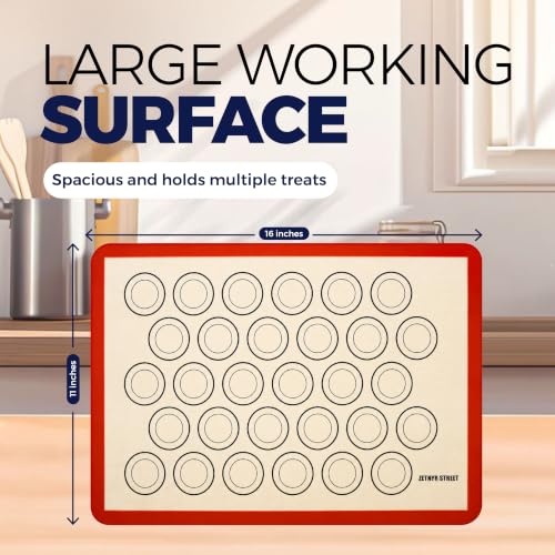 Macaron Baking Mat Silicone Non Stick, Half Sheet Reusable Pack of 4 Red - color: Macaron Baking Mats Red, size: 1/2 Size Pack of 4