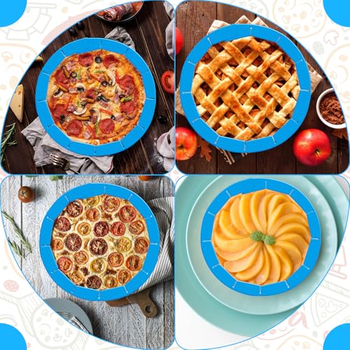 Adjustable Silicone Pie Crust Shield, Reusable for Baking - color: Blue