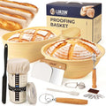 Silicone Banneton Proofing Basket Set, Sourdough Bread Baking Supplies - size: All-in-One 9" Round & 10" Oval