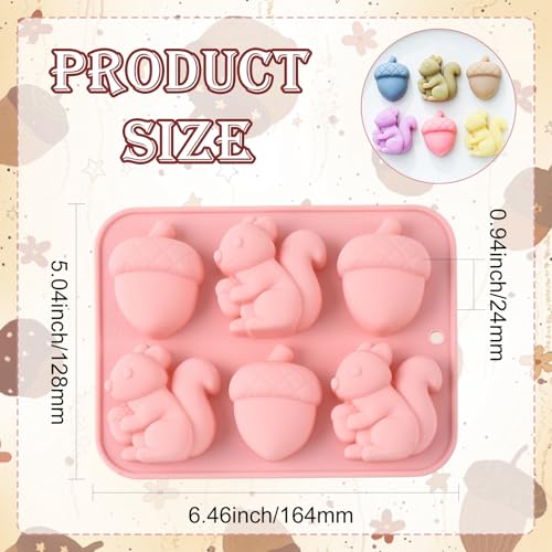 Airssory 2 pcs Fall Theme Molds Autumn Squirrel Acorn Silicone Mold Pink 16.4x12.8x2.4cm for Thanksgiving Day Baking Candy Chocolate Fondant Decorative Molding - color: Fall Theme Molds