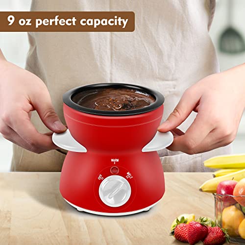 Fondue Pot Set, Mini Electric Fondue Pot Set for Melting Chocolate Cheese, Chocolate Meting Pot fondue maker with Dipping Forks For Holiday Christmas Birthday Gift - color: Red