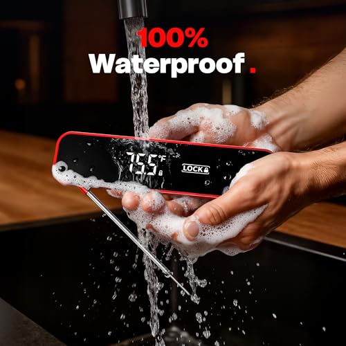 0.3 Sec Instant Read Meat Thermometer Digital for Grilling, Red - color: Red