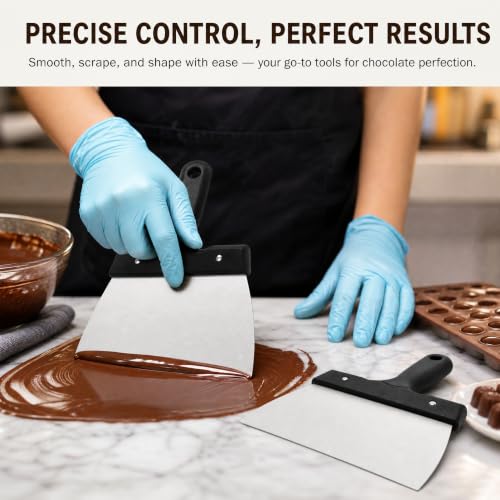 Peohud 2 Pack Coating Spatula for Chocolate, Stainless Steel Chocolate Scraper, Chocolates Thermostat Spatula for Smoothing Dough, Cake