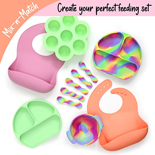 PrimaStella Silicone Chew Spoon Set for Babies and Toddlers | Safety Tested | BPA Free | Baby Spoon 6 Pack (Neon Rainbow) - color: Neon Rainbow