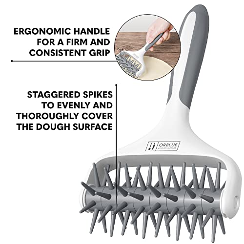 Orblue Pizza Dough Docker, Pastry Roller with Spikes, Pizza Docking Tool for Home & Commercial Kitchen - Pizza Making Accessories that Prevent Dough from Blistering Gray - color: Gray