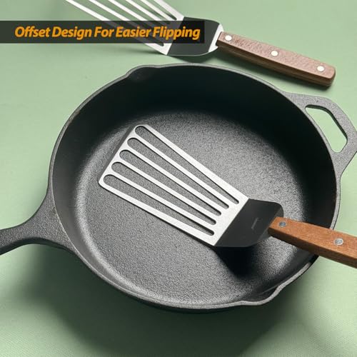 Fish Spatula Turner, Stainless Steel Slotted Spatulas Set, Offset 4"x8" - size: Offset 4"x8"
