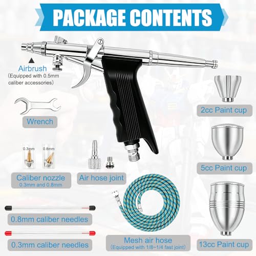 Krismose Airbrush Kit, Dual-Action Portable Airbrush Gun Painting Set