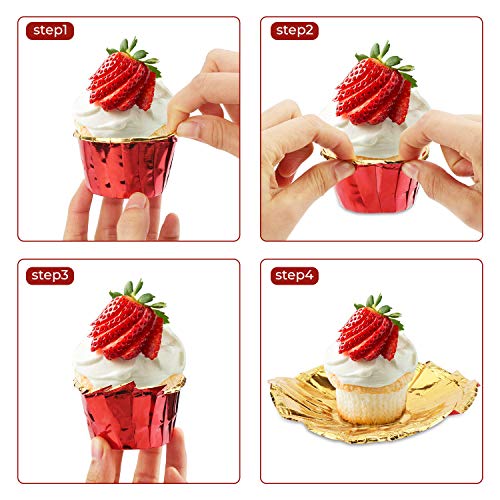 Cupcake Liner, Eusoar 50pcs 3.5 Ounce Disposable Pudding Holders, Muffin Liners, Aluminum Foil Baking Cups, Muffin Baking Cups, Foil Ramekins, Muffin Pan, Cupcake Wrappers, Cupcake Ramekin Holder Cups - color: Red, size: 50pcs