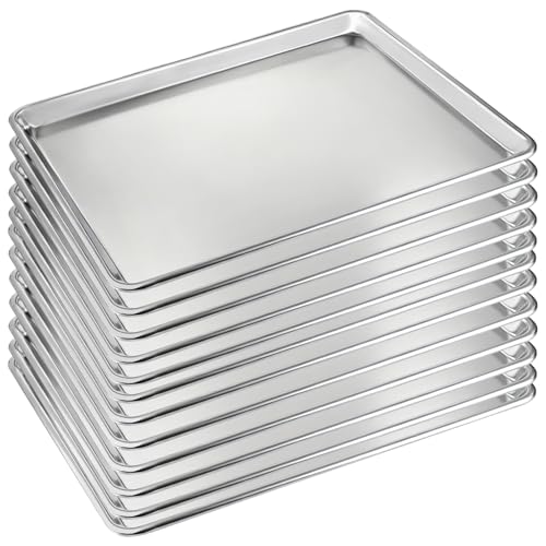 12 Pack Half Size Baking Sheet Pan Set, Aluminum Commercial Quality Cookie Sheet for Baking or Roasting, Large Thick Baking Tray Prevents Warping, 13" × 18" Cookie Tray Pan - size: 12pk Half Sheet