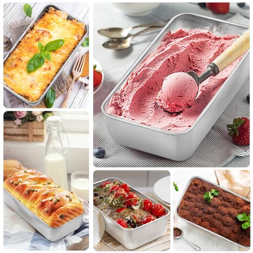 Onader 6 Pack Loaf Pans for Baking Bread, 9 x 5 Inch Stainless Steel Deep Meatloaf Toast Baking Pan Set - size: Medium