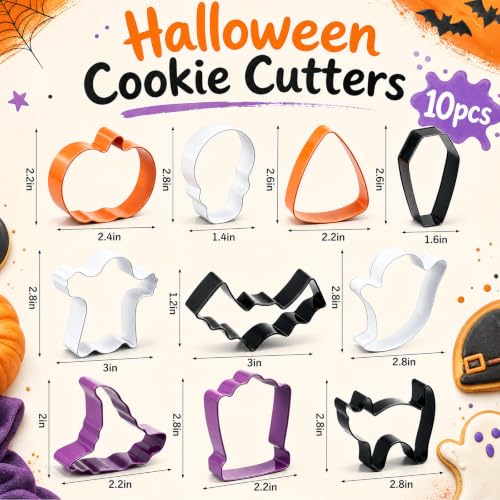 Yaocom 10 Pcs Multicolor Halloween Cookie Cutter Set - style: Halloween Style