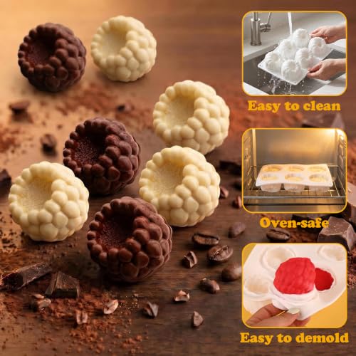 2 Pack Raspberry Molds Silicone, 3D Fruit Silicone Molds - color: White