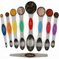 Magnetic Measuring Spoons Set of 9 Stainless Steel Dual Sided Teaspoon - color: Measuring Spoons