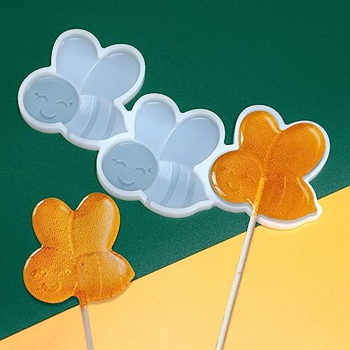 mostsom Silicone Lollipop Molds,Chocolate Candy Mold Lollypop Sucker Molds Flower Honeycomb Chocolate Hard Candy Molds No Sticks 2PCS (E_ Bee) - size: E_ Bee