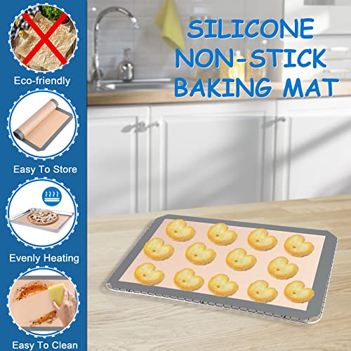 P&P CHEF 16 x 12 x 1 Inch Toaster Oven Pan Tray with Rack and Mat - 3Pcs - size: 16 x 12 x 1 Inch