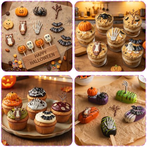Halloween Bat Spider Silicone Molds Set of 6, for Cake Decoration