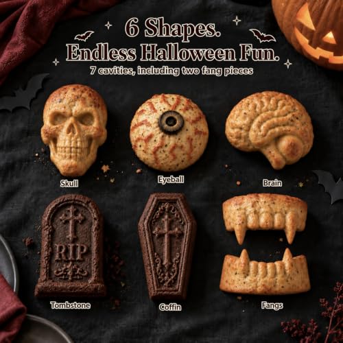 HKNMTT Skull Cake Pizza Pan 6 Spooky Shapes Halloween Silicone Baking Mold - style: 6 Spooky Shapes 1PC