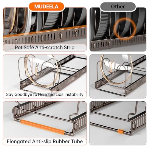 MUDEELA Expandable Pot Pan Lid Organizers inside Cabinet, 12 Divider-Bronze - color: Bronze, size: 12 Dividers