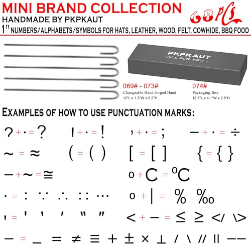 68Pcs 1" Custom Branding Iron for Wood, Leather Branding Stamp Kit - size: 68PCS 1" Number/Alphabet/Symbol&Punctuation Set
