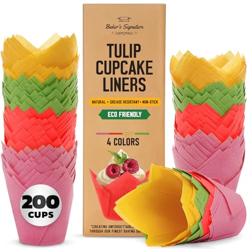 Tulip Cupcake Liners, Muffin Liners for Baking by Baker's Signature - color: 4.Colorful
