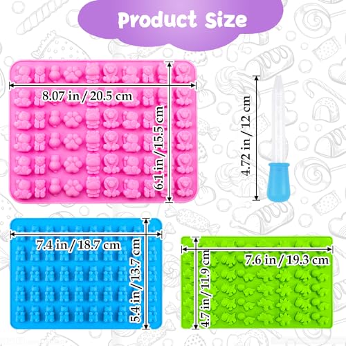 Gummy Candy Molds - Silicone Gummy Bear/Dinosaur/Animal Snack Molds for Kids With Dropper-Non-stick and Bpa Free for Mini Candy Chocolate Gummies Baking - color: 3pcs - Chocolate Bear