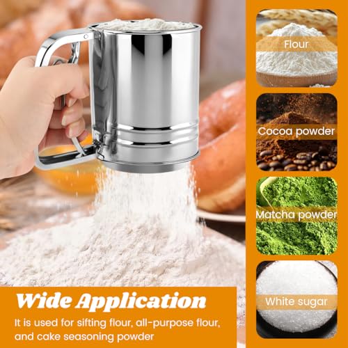Flour Sifter Set, 4‑in‑1 Stainless Steel Double Layer Fine Mesh Sifter