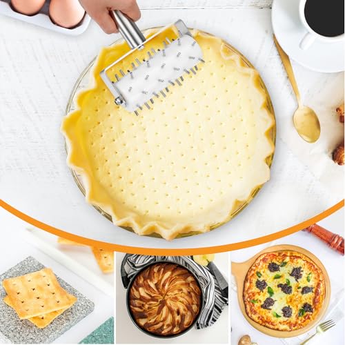 2Pcs Pizza Dough Roller & Dough Docker Kit Stainless Steel Rolling Pin