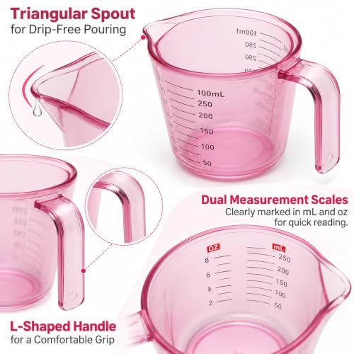 Pink Measuring Cups Set - 3pc 150ml/300ml/600ml