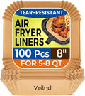 Vailnd 100Pcs 8" Air Fryer Liner Disposable for 5-8 QT Square - size: 8"Square