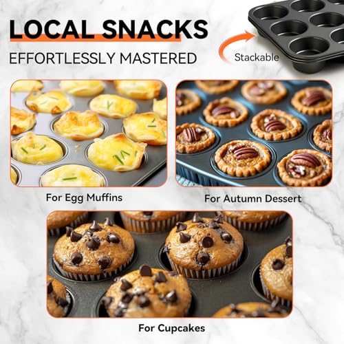 Yoehka 2 Pack Muffin Pan for Baking, Non-stick Cupcake Pan Set, Black
