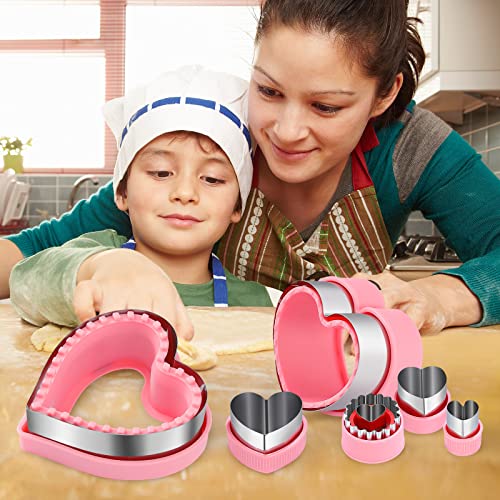 BakingWorld Heart Cookie Cutter & Sandwich Sealer, 6-Pc Valentines Set