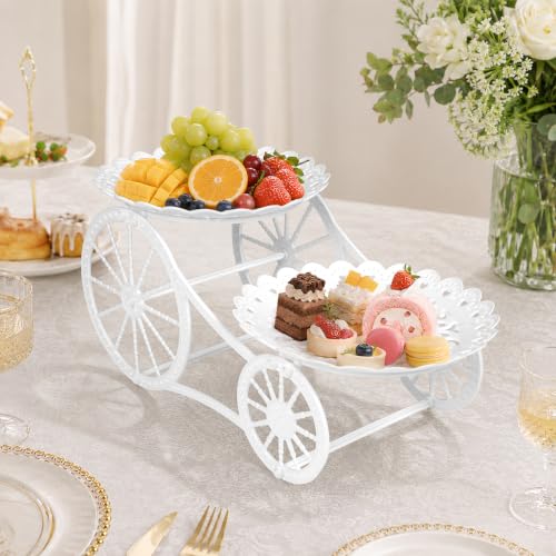 2 Tier Carriage Serving Tray, Cupcake Plate Holder, 2 Layer Display Stand