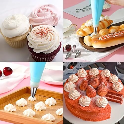 Reusable Silicone Bag Kit – 38pcs Cake Set with 32 Tips, Couplers & Nails