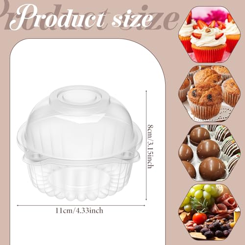 200 Pack Individual Cupcake Containers, Clear Plastic Cupcake Holder with Lid Single Cupcake Carrier Stackable Muffin Container for Party