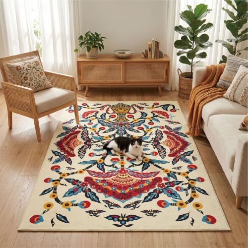 4x6 Red Peony Area Rug, Soft Low Pile - color: Red Peony, size: 4' x 6' (Rectangular)